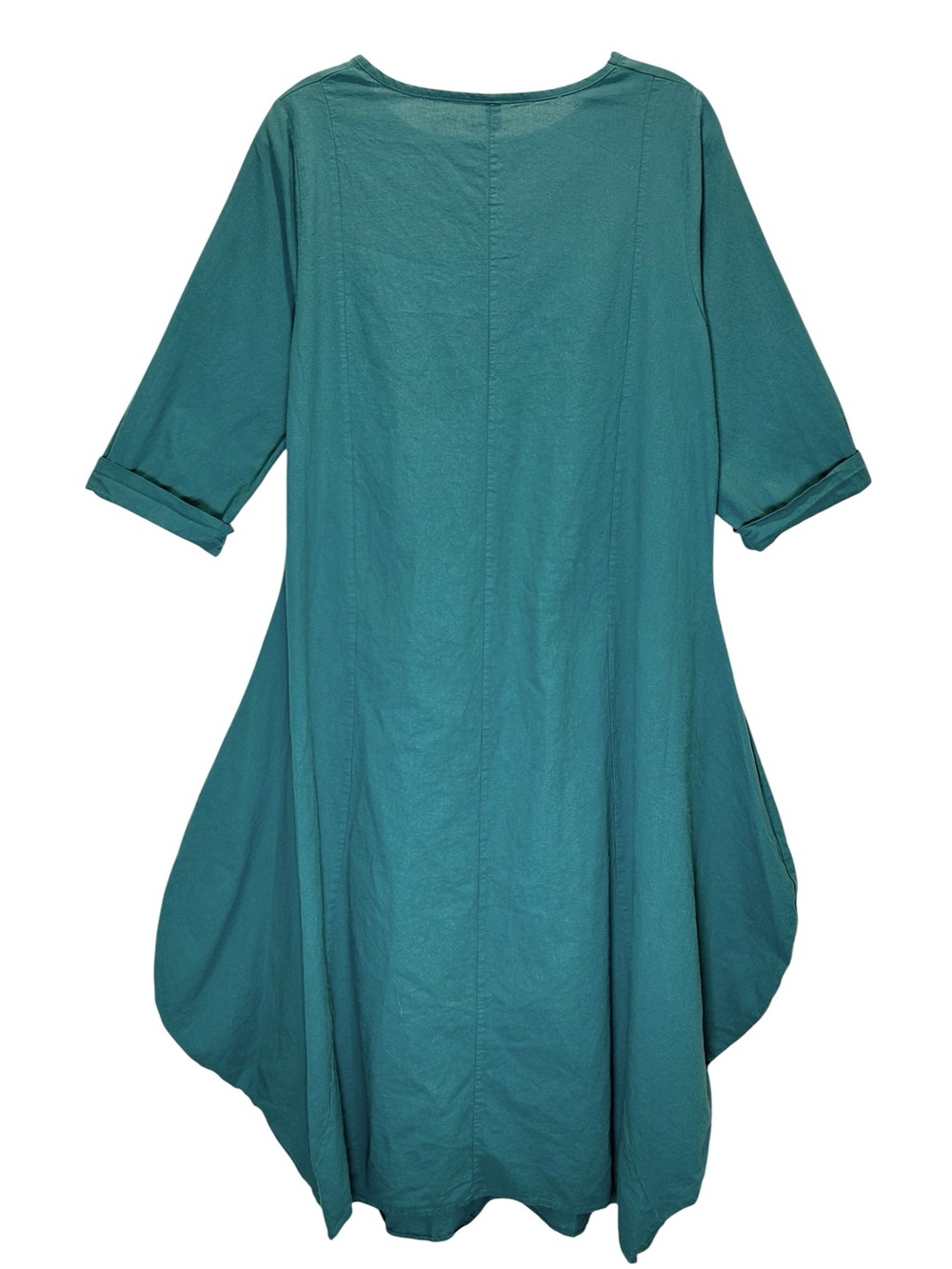 Depending on the Horizon Jade Green Cotton Lagenlook Pullover Midi Dress - Large - Picture 3 of 7